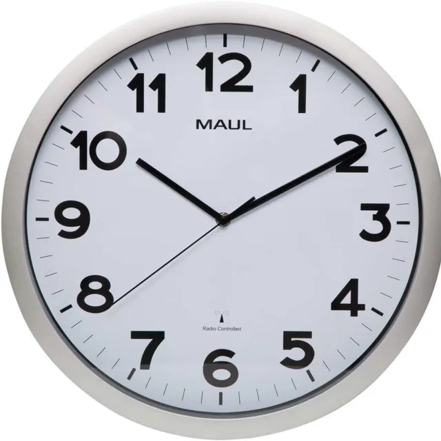 Maul MAULstep Wandklok 40RC incl. batterij - zilver - 1 stuk - Ø 40 x 4.7 cm - MAUL wit|zilver|zwart