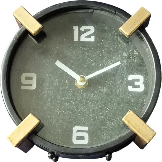 zdtrading tafelklok zwart-koper 16x17x6 wit