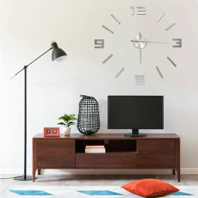 vidaXL 3D-wandklok modern XXL 100 cm zilverkleurig, foto 2