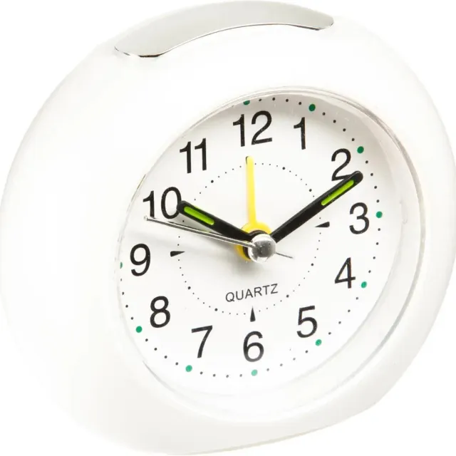 Atmosphera Wekker/alarmklok Little Ben - wit - kunststof - 11 x 10 cm - met snooze knop - batterij voeding
