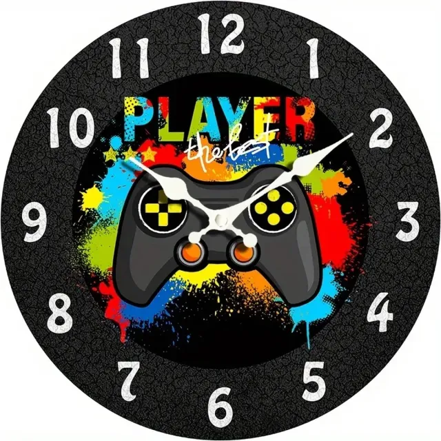 Vavida Klok - Controller Ø 30 cm - Analoog - Wandklok - Game - Gamen - Player - Kinderkamer - Tienerkamer - Goede Kwaliteit Zwart