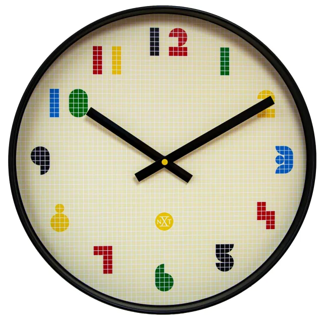 Nextime Wandklok 35 cm - Stil - Zwart/Multikleurig - ABS - nXt 'Bit' Multicolor