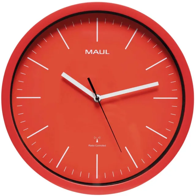 Maul MAULjump Wandklok 30RC incl. batterij - rood - 1 stuk - Ø 31 x 4.2 cm - MAUL rood|wit